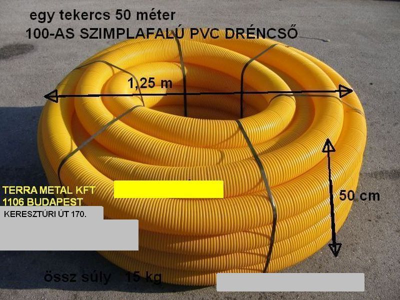 100 sarga pvc drencso 50 meteres tekercsben budapest perforalt gegecso kereszturi ar bordas1