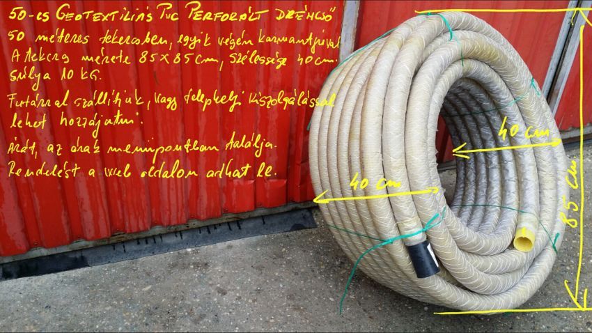50 geoetextilias tekert burkolt kasirozott drencso 50